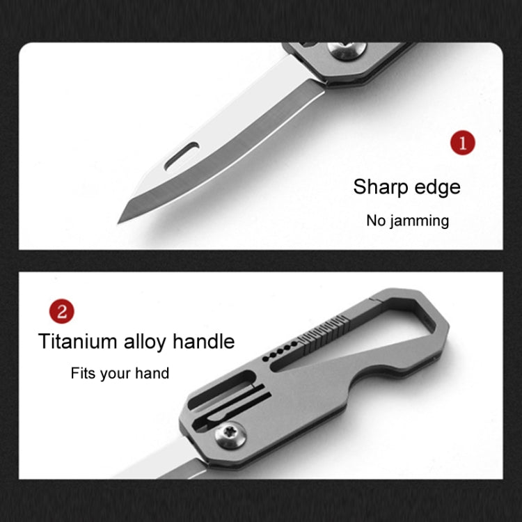 Multifunctional Titanium Keychain Outdoor Portable Defense Mini Folding Knife, Style: With 2 Titanium Ring