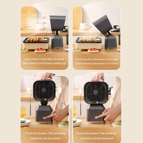 Desktop Range Hood Barbecue Small Movable Liftable Extractor Hood 2 Wind Speeds Adjust UK Plug