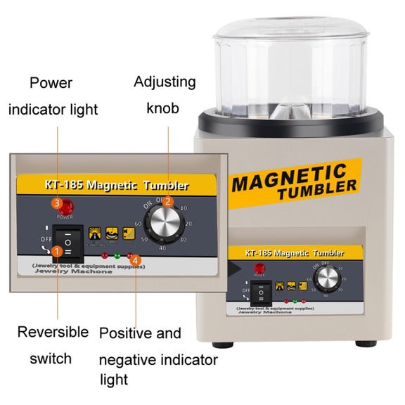KT-185 Magnetic Polishing Tumbler Stainless Steel Deburring And Polishing Machine, EU Plug(Black)