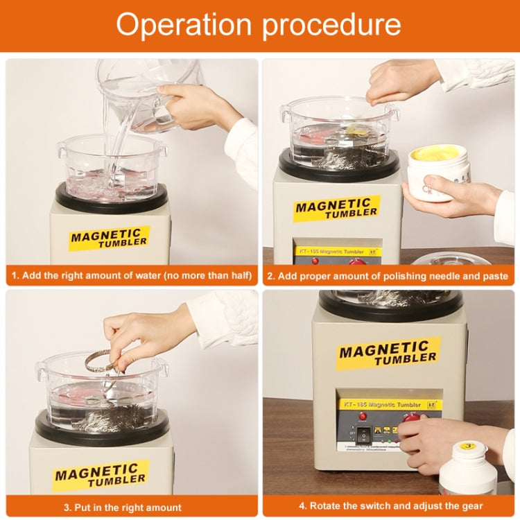KT-185 Magnetic Polishing Tumbler Stainless Steel Deburring And Polishing Machine, EU Plug(Red)