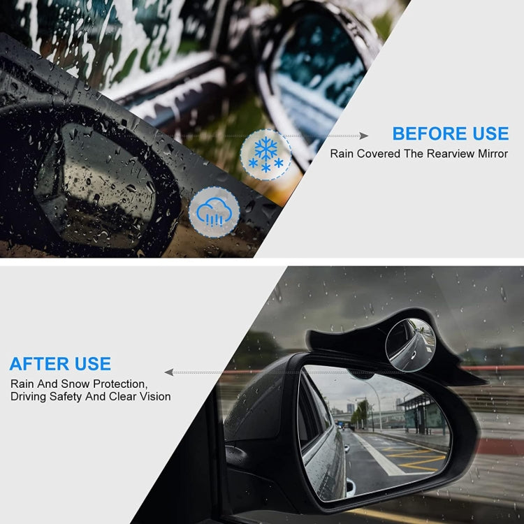 1pair Car Rearview Mirror Rain Eyebrow Blind Spot Reversing Round Mirror(Black) - Convex Mirror & Accessories by PMC TechLife | Online Shopping South Africa | PMC TechLife | Buy Now Pay Later Mobicred