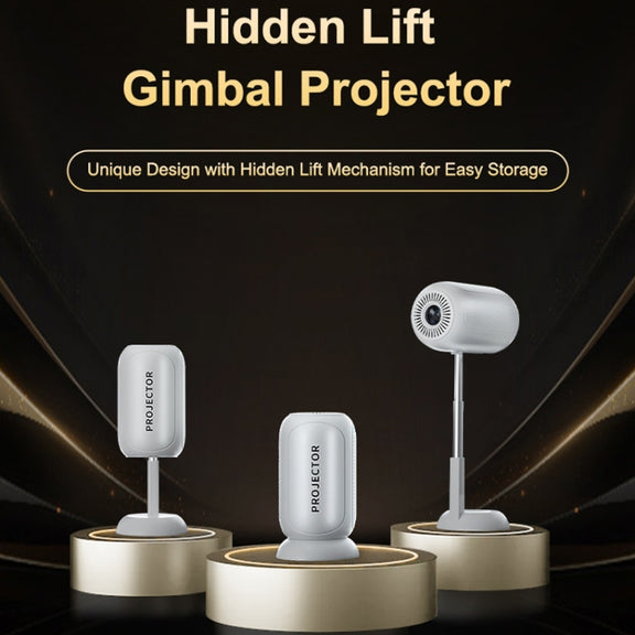 TS-6 Android 11 WiFi6 4K Mini Projector Hidden Lift Gimbal Projector EU Plug(White)