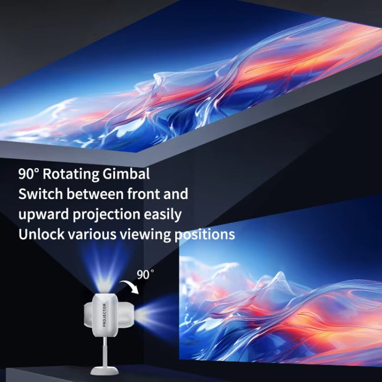 TS-6 Android 11 WiFi6 4K Mini Projector Hidden Lift Gimbal Projector EU Plug(White)