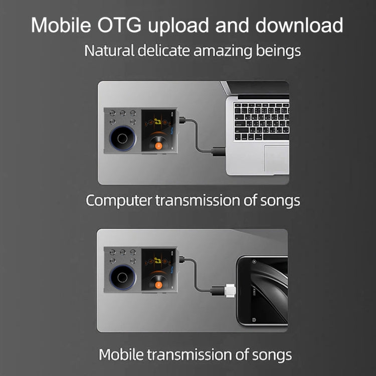 2.4 Inch HIFI Bluetooth Music Player DSD256 Mastering Sound Quality Walkman, Memory: 16GB+32GB(Black)