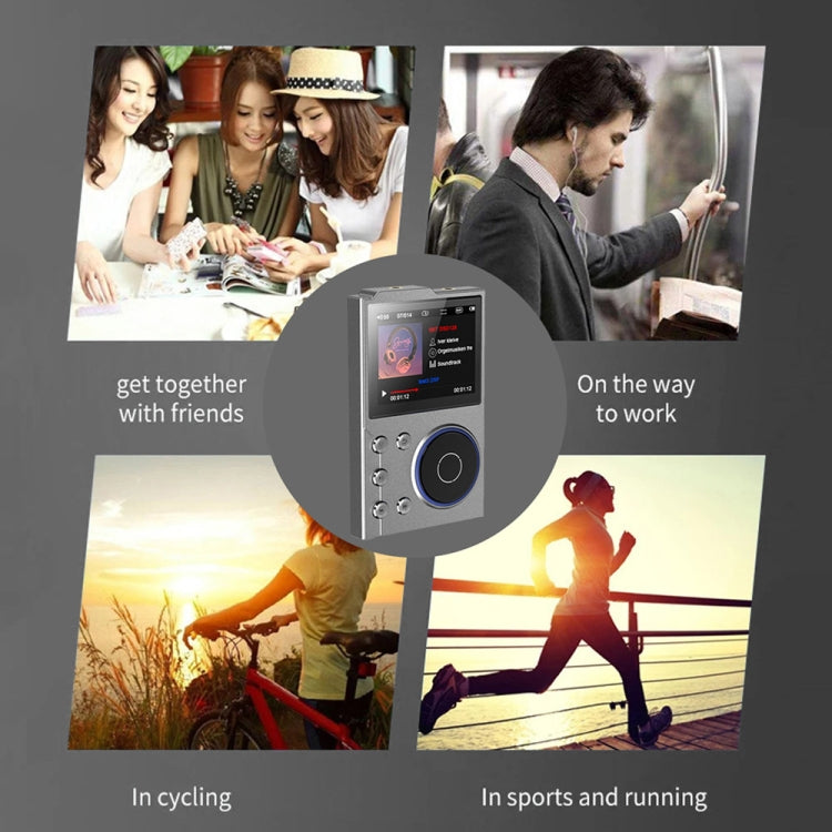 2.4 Inch HIFI Bluetooth Music Player DSD256 Mastering Sound Quality Walkman, Memory: 16GB+8GB(Black)