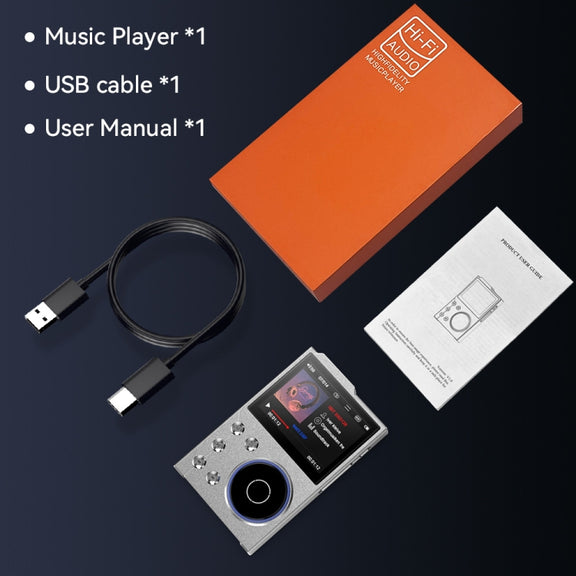 2.4 Inch HIFI Bluetooth Music Player DSD256 Mastering Sound Quality Walkman, Memory: 16GB+8GB(Black)
