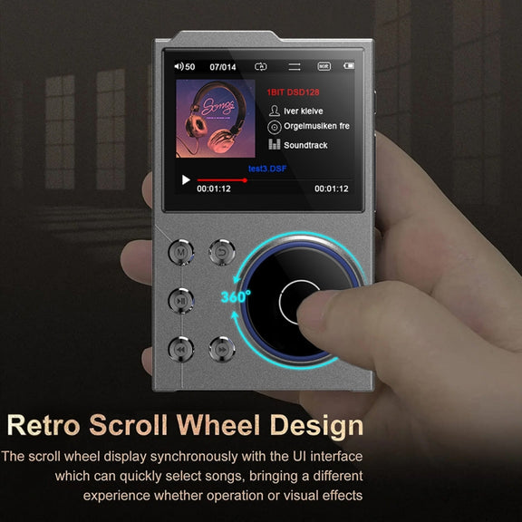2.4 Inch HIFI Bluetooth Music Player DSD256 Mastering Sound Quality Walkman, Memory: 16GB+32GB(Black)