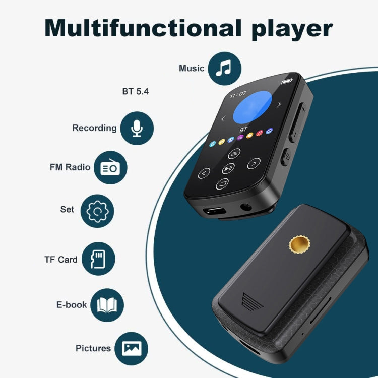 MP3 Bluetooth Music Player HIFI Sports Clip Touch Screen MP4, Memory: No TF Card(Black) - MP3 Player by PMC Jewellery | Online Shopping South Africa | PMC Jewellery | Buy Now Pay Later Mobicred