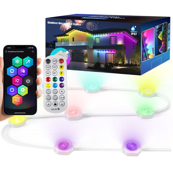 Bluetooth Outdoor Roof Lights Colorful Water-resistant Smart Control Holiday Lights, Style: 15m 30 Lights(EU Plug)