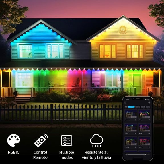 Bluetooth Outdoor Roof Lights Colorful Water-resistant Smart Control Holiday Lights, Style: 15m 30 Lights(EU Plug)