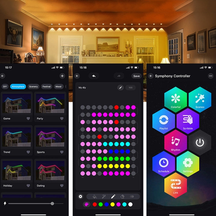 Bluetooth Outdoor Roof Lights Colorful Waterproof Smart Control Holiday Lights, Style: 15m 30 Lights(EU Plug) - Holiday Lights by PMc TechLife | Online Shopping South Africa | PMc TechLife | Buy Now Pay Later Mobicred