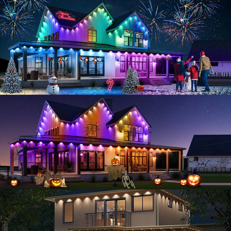 Bluetooth Outdoor Roof Lights Colorful Water-resistant Smart Control Holiday Lights, Style: 15m 30 Lights(EU Plug)