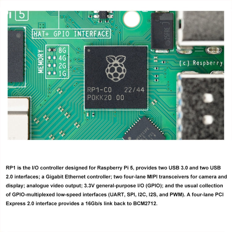 Waveshare For Raspberry Pi 5 2.4GHz Quad-Core BCM2712 Processor Development Board, Spec: 8GB