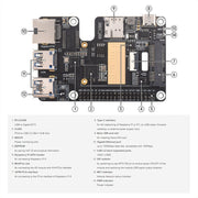 Waveshare For Raspberry Pi 5 PCIe to MiniPCIe / Gigabit Ethernet / USB 3.2 Gen1 HAT, Spec: EG25-G