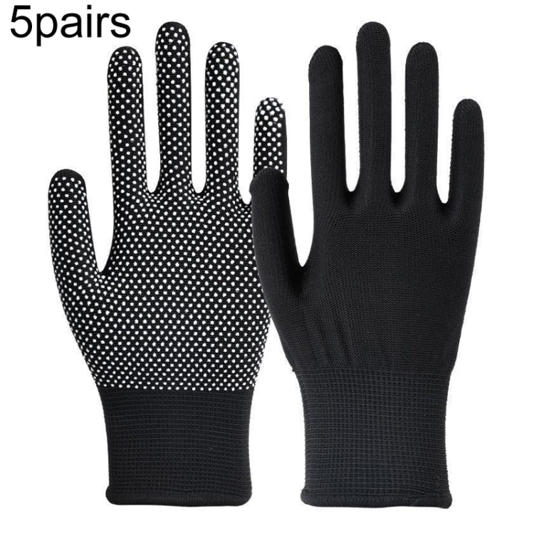 5pairs Outdoor Breathable Non-slip Particle Silicone Hiking Riding Nylon Gloves Thin Mittens(Black) - Safety Gloves by PMC TechLife | Online Shopping South Africa | PMC TechLife | Buy Now Pay Later Mobicred