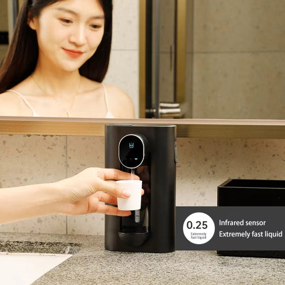 540ml  Automatic Mouthwash Dispenser 3 Levels Quantitative with 2 Magnetic Cups(Black)