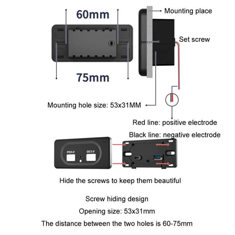 QC3.0 +PD3.0 Motorcycle Car Modified TYPE-C Charger(UCC-312) - DIY Modified Charger by PMC Jewellery | Online Shopping South Africa | PMC Jewellery | Buy Now Pay Later Mobicred