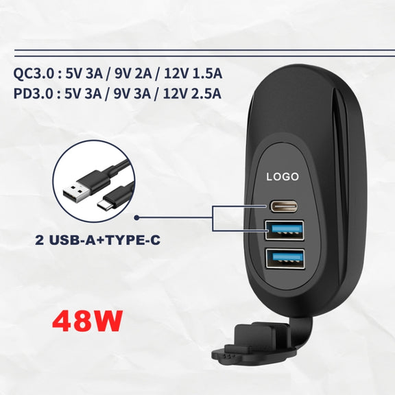 12-24V Bus Handlebar Installed USB Fast Charging Charger, Specifications: 2U QC+QC
