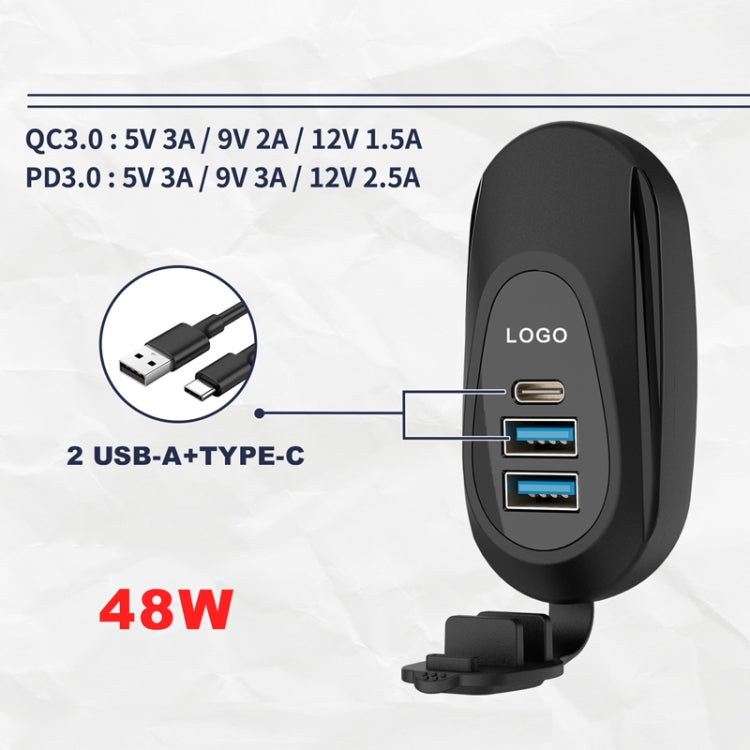 12-24V Bus Handlebar Installed USB Fast Charging Charger, Specifications: 2U QC+QC
