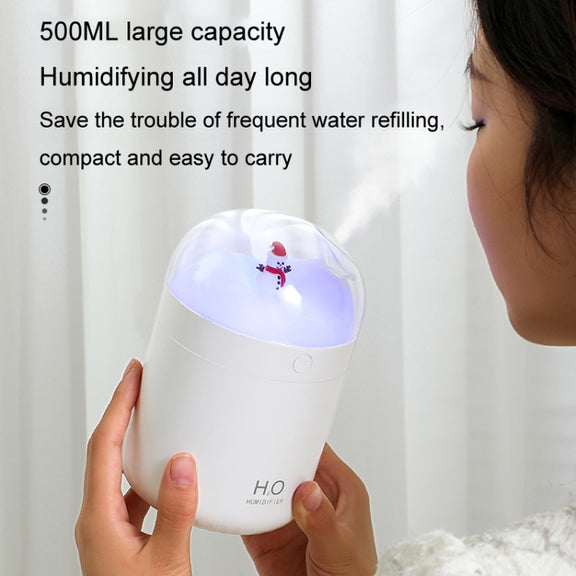 500ml Snowman Humidifier USB Desktop Large Capacity Colorful Ambient Light Air Humidifier(Pink)