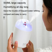 500ml Snowman Humidifier USB Desktop Large Capacity Colorful Ambient Light Air Humidifier(White)