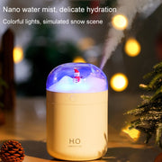 500ml Snowman Humidifier USB Desktop Large Capacity Colorful Ambient Light Air Humidifier(White)