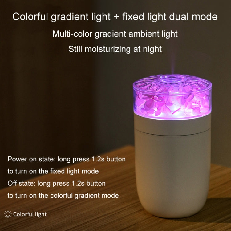 230ml Flower Air Humidifier USB Home Car Aroma Humidifier With Colorful Ambient Light(White)