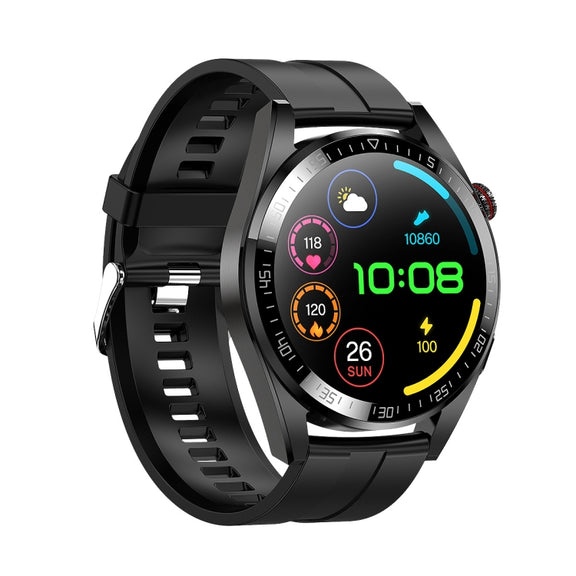 1.43 inch AMOLED Screen Smartwatch Heart Rate Blood Pressure Monitoring Bluetooth Talking Sports Watch, Color: Black Silicone Strap