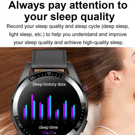1.43 inch AMOLED Screen Smartwatch Heart Rate Blood Pressure Monitoring Bluetooth Talking Sports Watch, Color: Silver Leather Strap