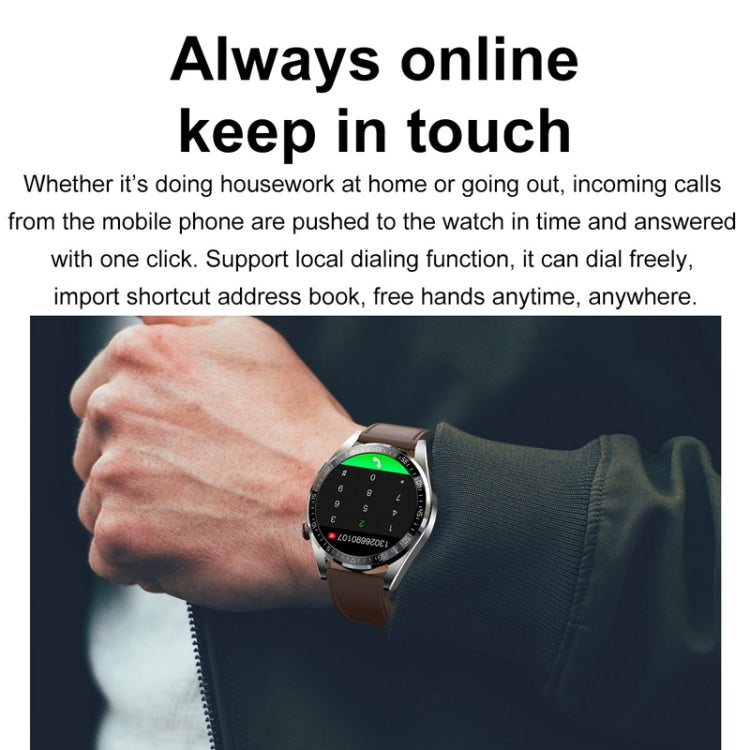 1.43 inch AMOLED Screen Smartwatch Heart Rate Blood Pressure Monitoring Bluetooth Talking Sports Watch, Color: Black Leather Strap - Smart Watches by PMC TechLife | Online Shopping South Africa | PMC TechLife | Buy Now Pay Later Mobicred