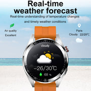 1.43 inch AMOLED Screen Smartwatch Heart Rate Blood Pressure Monitoring Bluetooth Talking Sports Watch, Color: Silver Orange Silicone Strap