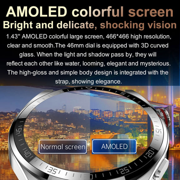 1.43 inch AMOLED Screen Smartwatch Heart Rate Blood Pressure Monitoring Bluetooth Talking Sports Watch, Color: Silver Orange Silicone Strap