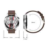1.43 inch AMOLED Screen Smartwatch Heart Rate Blood Pressure Monitoring Bluetooth Talking Sports Watch, Color: Silver Leather Strap