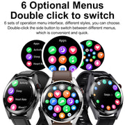 1.43 inch AMOLED Screen Smartwatch Heart Rate Blood Pressure Monitoring Bluetooth Talking Sports Watch, Color: Black Leather Strap