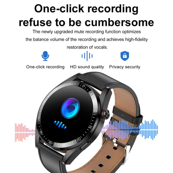 1.43 inch AMOLED Screen Smartwatch Heart Rate Blood Pressure Monitoring Bluetooth Talking Sports Watch, Color: Black Leather Strap