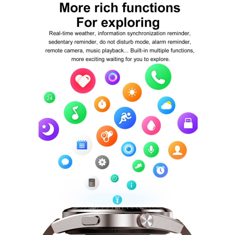 1.43 inch AMOLED Screen Smartwatch Heart Rate Blood Pressure Monitoring Bluetooth Talking Sports Watch, Color: Black Leather Strap