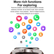 1.43 inch AMOLED Screen Smartwatch Heart Rate Blood Pressure Monitoring Bluetooth Talking Sports Watch, Color: Silver Leather Strap