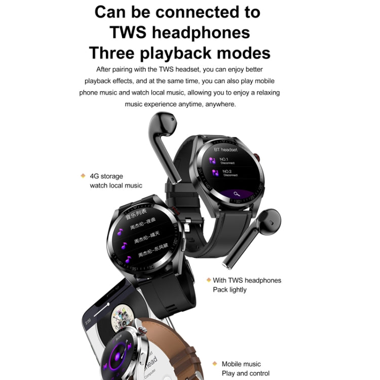 1.43 inch AMOLED Screen Smartwatch Heart Rate Blood Pressure Monitoring Bluetooth Talking Sports Watch, Color: Silver Leather Strap