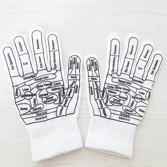 English Hand Massage Gloves Acupuncture Point Palm Reflex Zone Meridian Physical Therapy Gloves, Size: Average