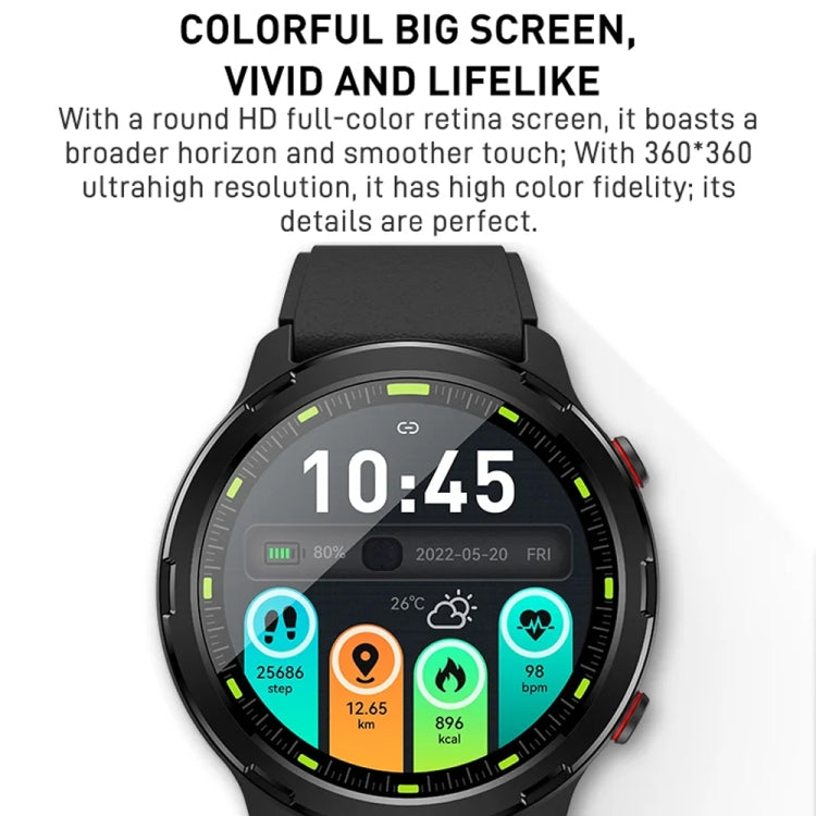 Outdoor GPS Sport Watch 1.32inch HD Round Screen Multi Sport Mode Smartwatch(Black)