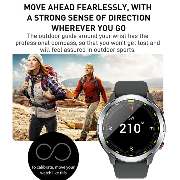 Outdoor GPS Sport Watch 1.32inch HD Round Screen Multi Sport Mode Smartwatch(Black)