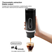 3 In 1 Automatic Wireless Italian Capsule Coffee Machine Portable Rechargeable Heating Coffee Maker(Black)