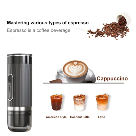 3 In 1 Automatic Wireless Italian Capsule Coffee Machine Portable Rechargeable Heating Coffee Maker(Black)