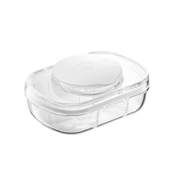 Portable Compartment Sealed Medicine Organizer Large Capacity Pill Dispenser(Transparent Gray)