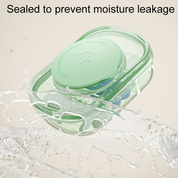 Portable Compartment Sealed Medicine Organizer Large Capacity Pill Dispenser(Transparent Blue)