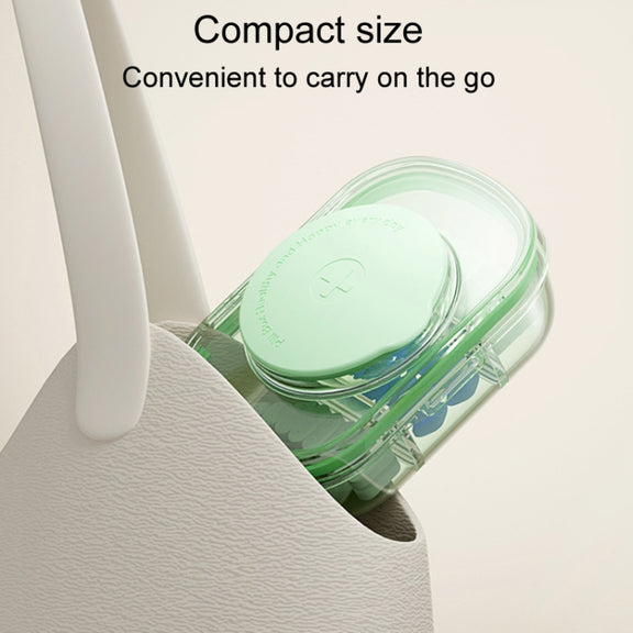 Portable Compartment Sealed Medicine Organizer Large Capacity Pill Dispenser(Transparent Blue)