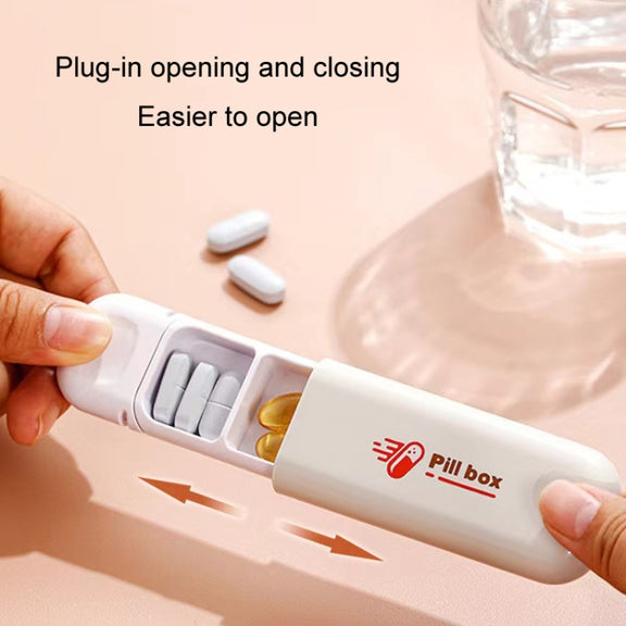 Portable Mini 3 Grids Pill Box Travel Sealed Moisture-proof Medicine Dispenser Pill Storage Box(White)