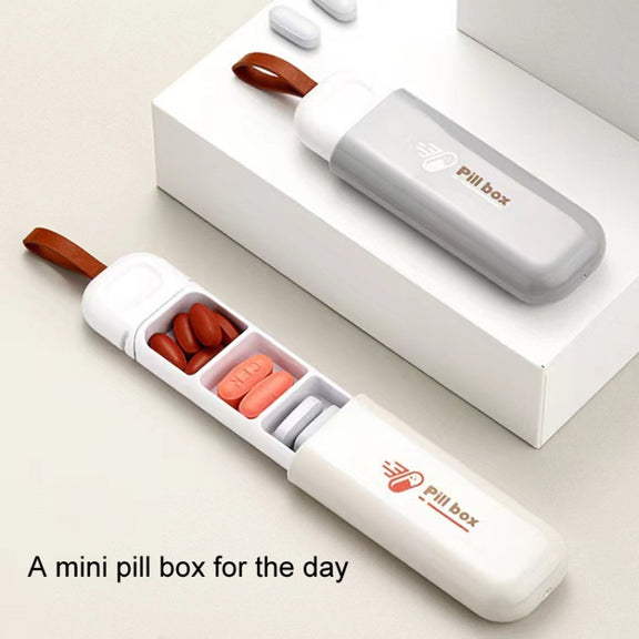Portable Mini 3 Grids Pill Box Travel Sealed Moisture-proof Medicine Dispenser Pill Storage Box(White)