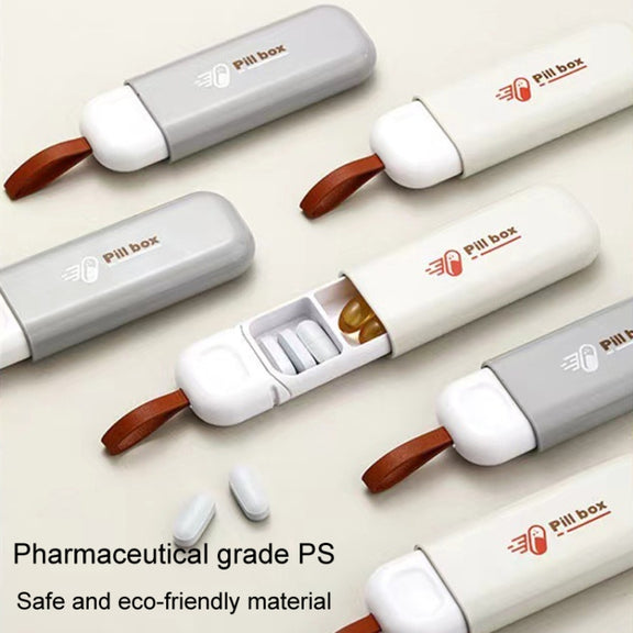 Portable Mini 3 Grids Pill Box Travel Sealed Moisture-proof Medicine Dispenser Pill Storage Box(Grey)