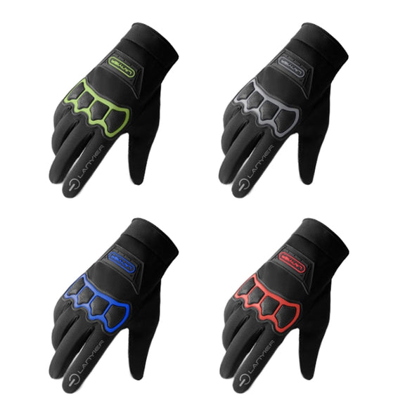 LANYIER Fall Winter Motorcycle Outdoor Riding Gloves Men Velvet Warm Non-slip Touch Screen Windproof Gloves, Size: Average(Blue)